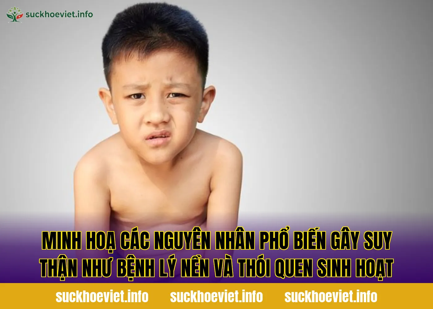 Minh hoạ các nguyên nhân phổ biến gây suy thận như bệnh lý nền và thói quen sinh hoạt