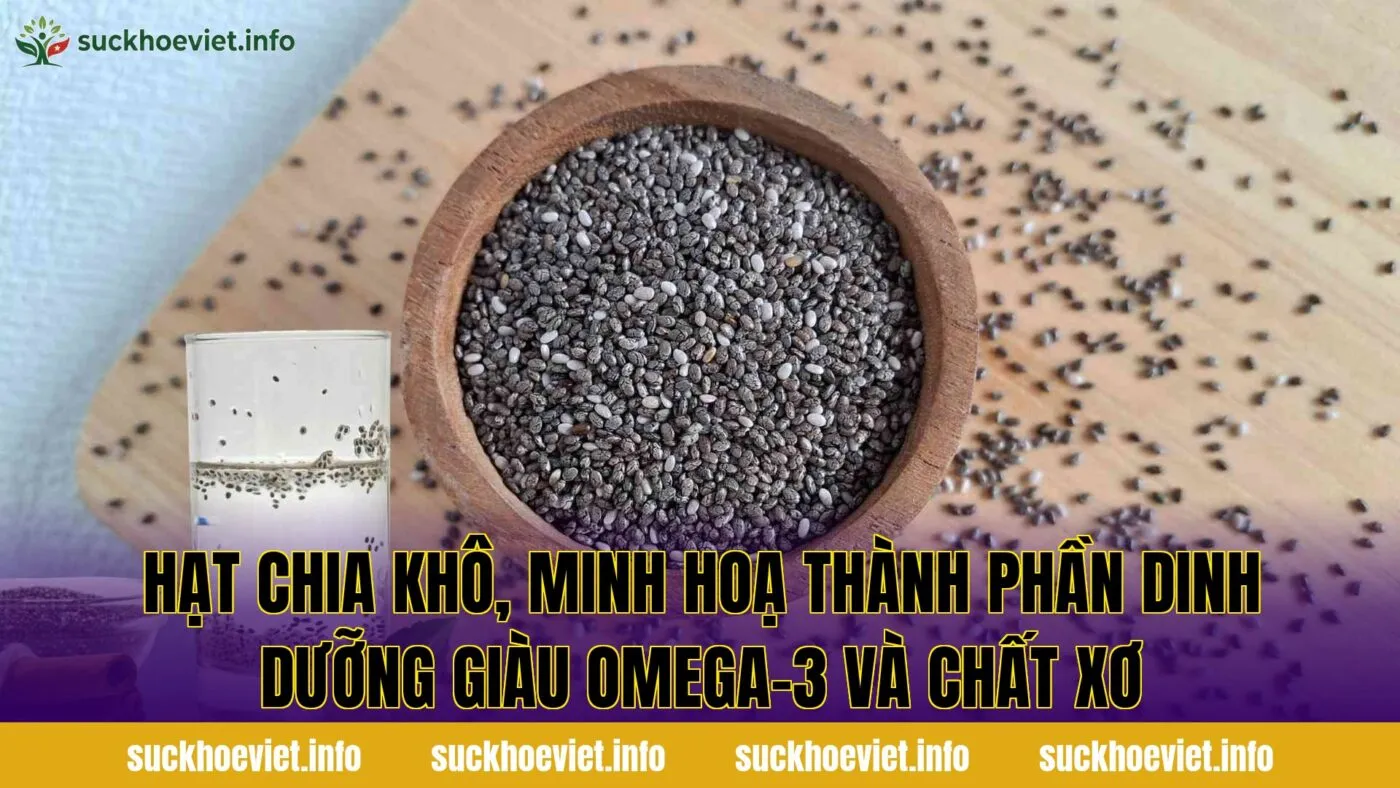 Hạt chia khô, minh hoạ thành phần dinh dưỡng giàu omega-3 và chất xơ
