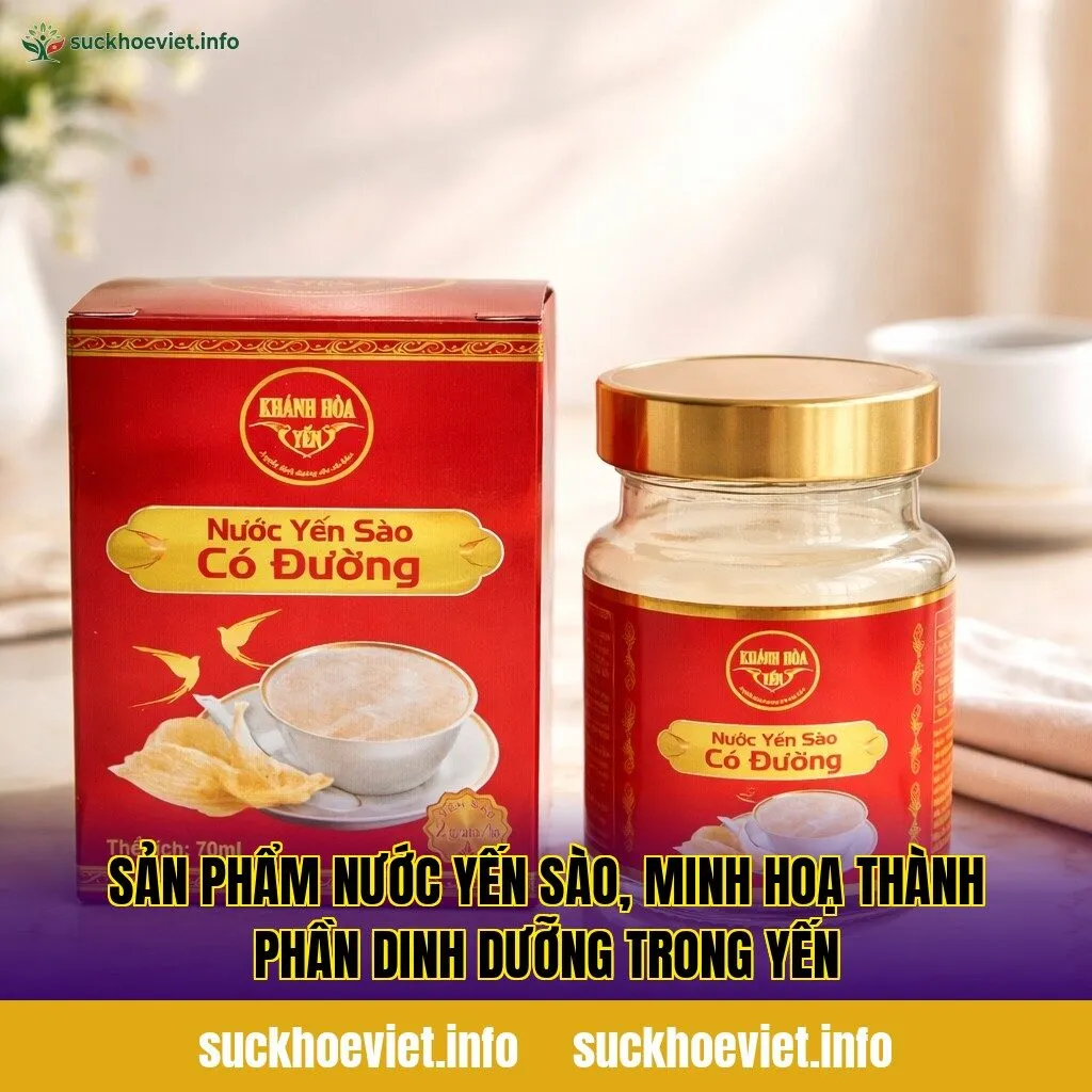 Sản phẩm nước yến sào, minh hoạ thành phần dinh dưỡng trong yến